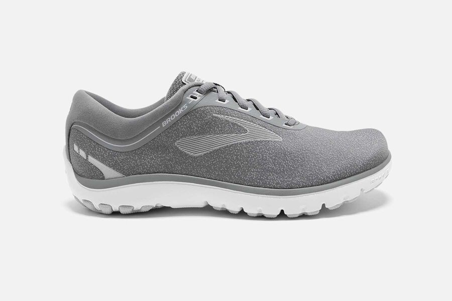 Womens Brooks PureFlow 7 Road Shoes Grey/Microchip/White | Shoes 1306-MBNRQ